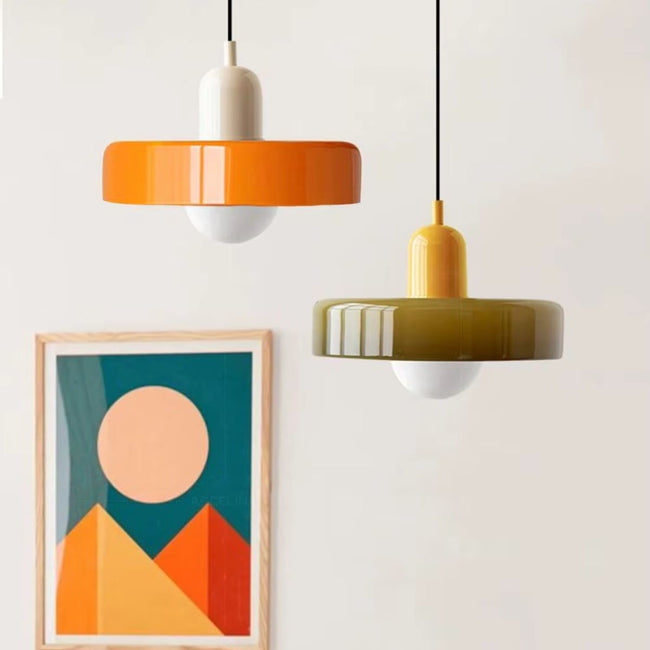 Bauhaus Colored Glass Pendant Light