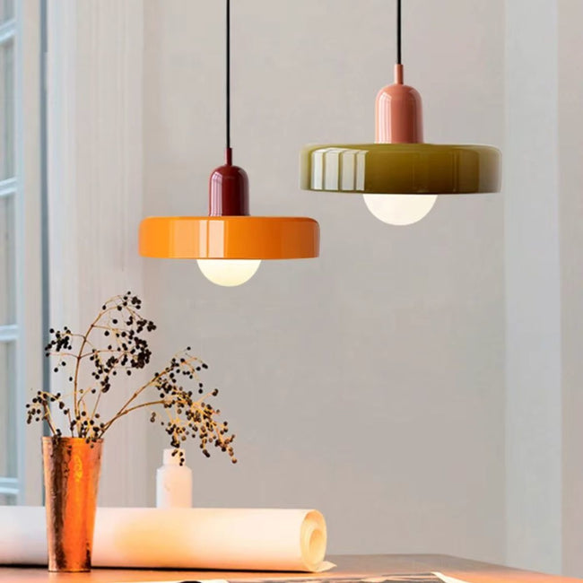 Bauhaus Colored Glass Pendant Light