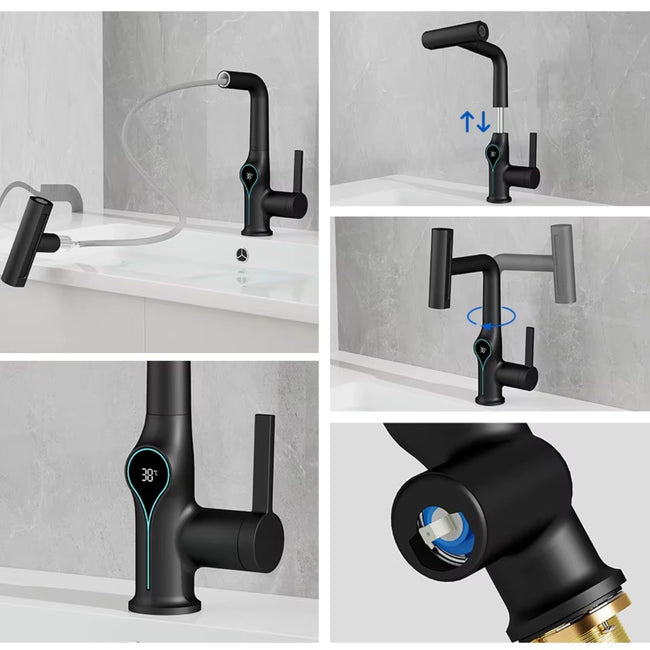 SmartFlow Flexible Bathroom Tap with Digital Temperature Display