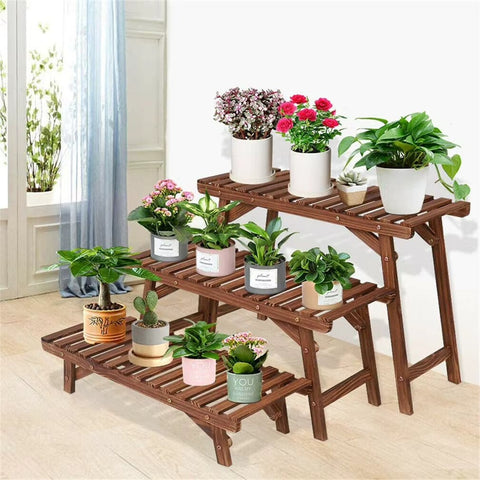 FloraTrek 3-Tier Shelf Wood Plant Stand