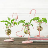 GlassGarden Iron Glass Flamingo and Cat Flower Vase