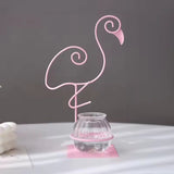 GlassGarden Iron Glass Flamingo and Cat Flower Vase