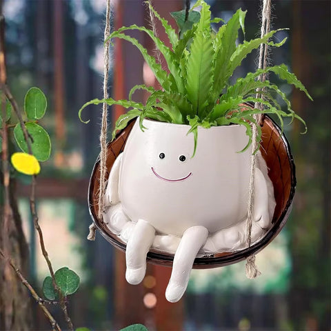 Swinging Basket Smiley Plant Pot