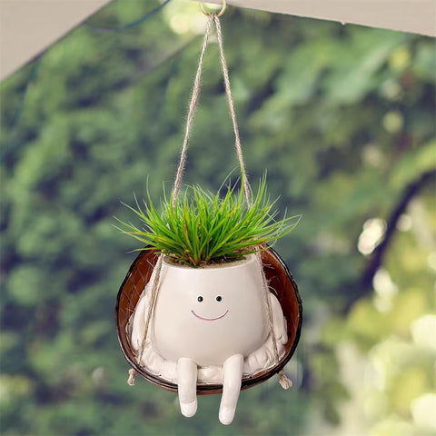 Swinging Basket Smiley Plant Pot