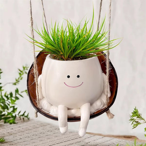 Swinging Basket Smiley Plant Pot