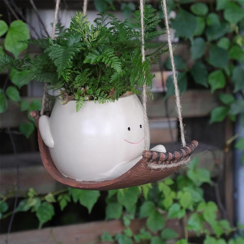 Swinging Basket Smiley Plant Pot
