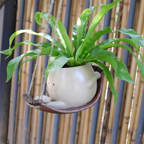 Swinging Basket Smiley Plant Pot