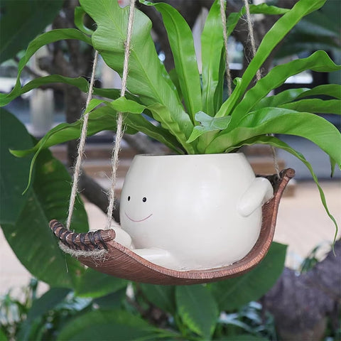 Swinging Basket Smiley Plant Pot