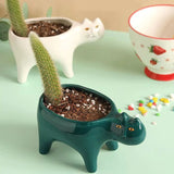 KittyBloom Ceramic Cat Plant Pot and Planter