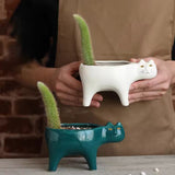 KittyBloom Ceramic Cat Plant Pot and Planter