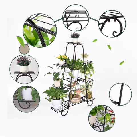 NoirBloom 9 Tier Plant Stand