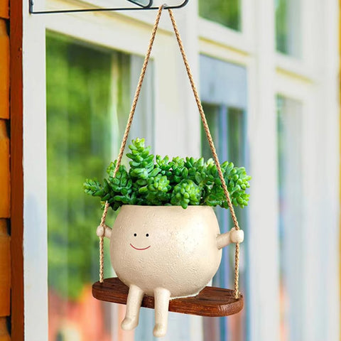 Swinging Smiley Plant Pot