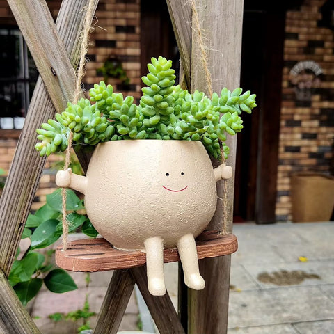 Swinging Smiley Plant Pot