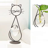 PurrfectBloom Iron Glass Cat Flower Vase