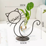 PurrfectBloom Iron Glass Cat Flower Vase