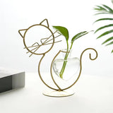 PurrfectBloom Iron Glass Cat Flower Vase