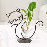 PurrfectBloom Iron Glass Cat Flower Vase