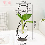 PurrfectBloom Iron Glass Cat Flower Vase