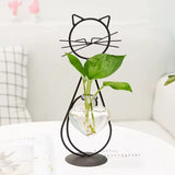 PurrfectBloom Iron Glass Cat Flower Vase