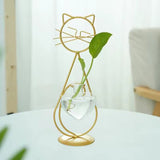 PurrfectBloom Iron Glass Cat Flower Vase