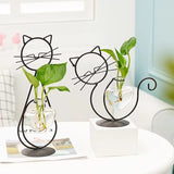 PurrfectBloom Iron Glass Cat Flower Vase